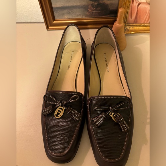 Etienne Aigner Evita Brown tassel loafers Mules Size 10 - Picture 5 of 6